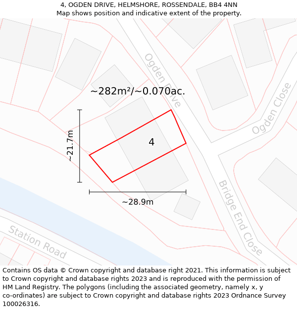 4, OGDEN DRIVE, HELMSHORE, ROSSENDALE, BB4 4NN: Plot and title map