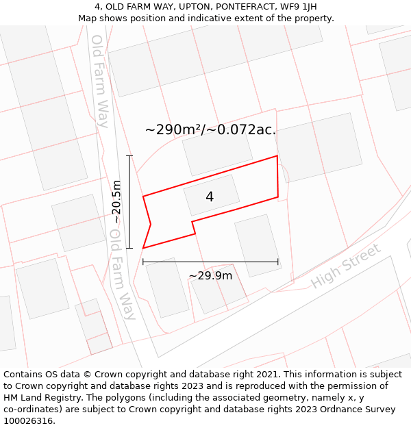 4, OLD FARM WAY, UPTON, PONTEFRACT, WF9 1JH: Plot and title map