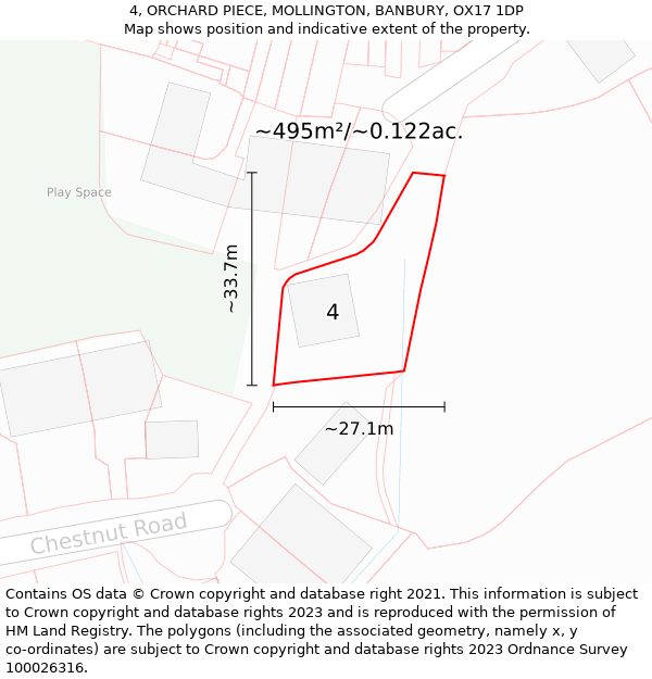 4, ORCHARD PIECE, MOLLINGTON, BANBURY, OX17 1DP: Plot and title map