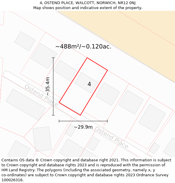 4, OSTEND PLACE, WALCOTT, NORWICH, NR12 0NJ: Plot and title map