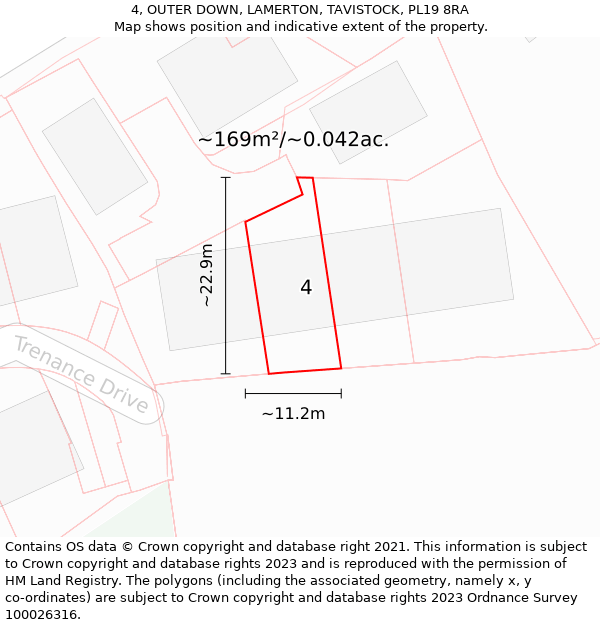 4, OUTER DOWN, LAMERTON, TAVISTOCK, PL19 8RA: Plot and title map