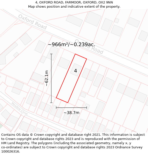 4, OXFORD ROAD, FARMOOR, OXFORD, OX2 9NN: Plot and title map