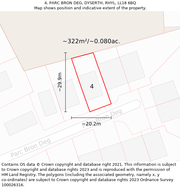 4, PARC BRON DEG, DYSERTH, RHYL, LL18 6BQ: Plot and title map