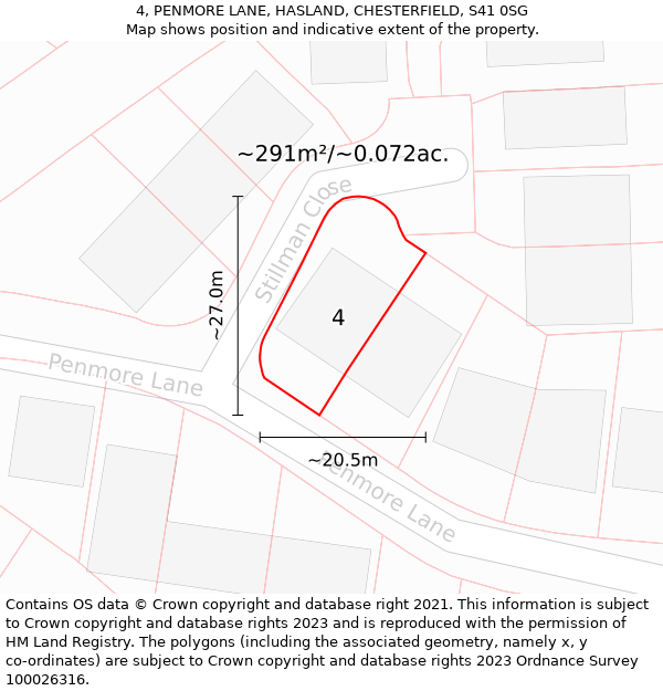 4, PENMORE LANE, HASLAND, CHESTERFIELD, S41 0SG: Plot and title map