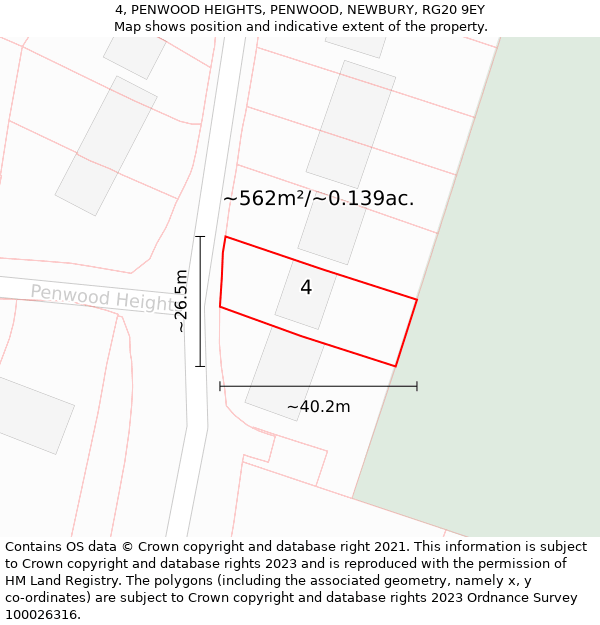 4, PENWOOD HEIGHTS, PENWOOD, NEWBURY, RG20 9EY: Plot and title map