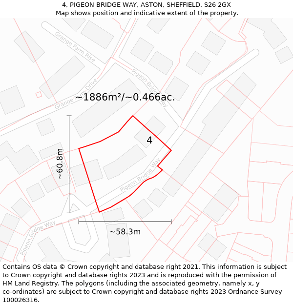 4, PIGEON BRIDGE WAY, ASTON, SHEFFIELD, S26 2GX: Plot and title map