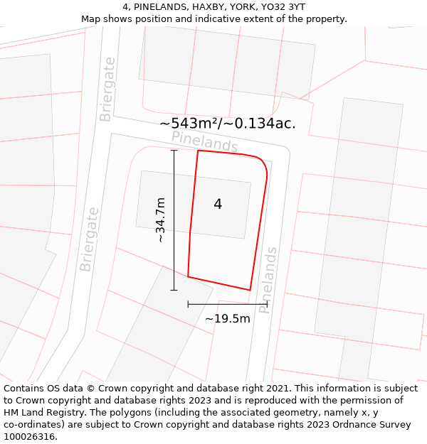 4, PINELANDS, HAXBY, YORK, YO32 3YT: Plot and title map