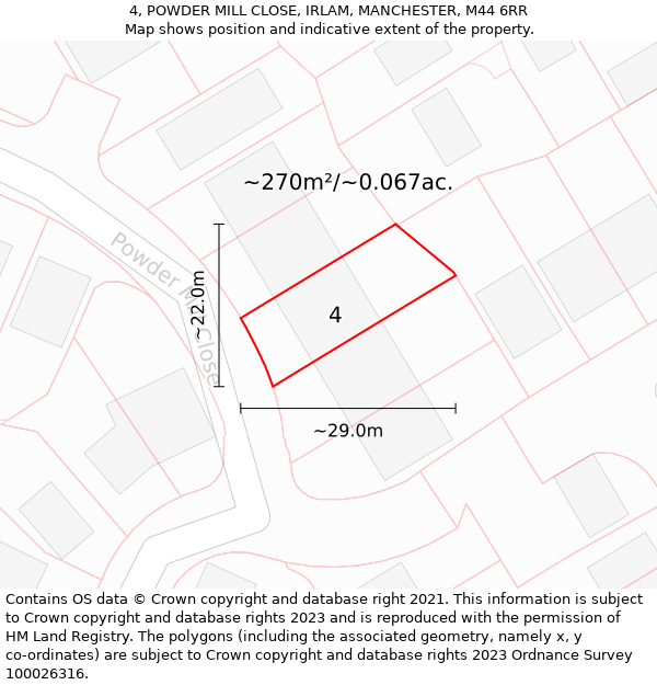 4, POWDER MILL CLOSE, IRLAM, MANCHESTER, M44 6RR: Plot and title map