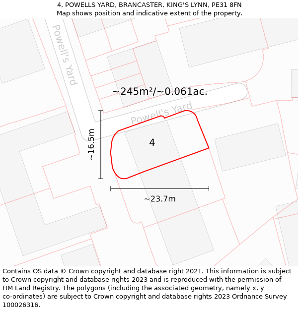 4, POWELLS YARD, BRANCASTER, KING'S LYNN, PE31 8FN: Plot and title map