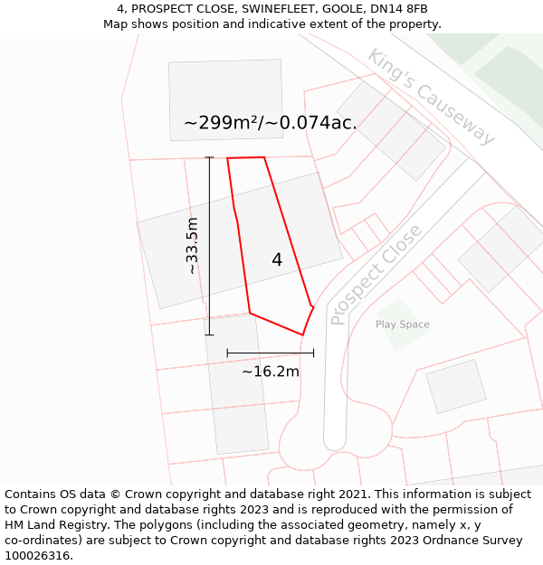 4, PROSPECT CLOSE, SWINEFLEET, GOOLE, DN14 8FB: Plot and title map