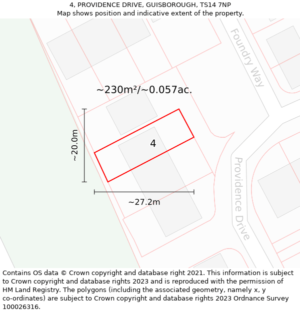 4, PROVIDENCE DRIVE, GUISBOROUGH, TS14 7NP: Plot and title map