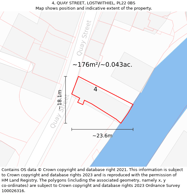 4, QUAY STREET, LOSTWITHIEL, PL22 0BS: Plot and title map