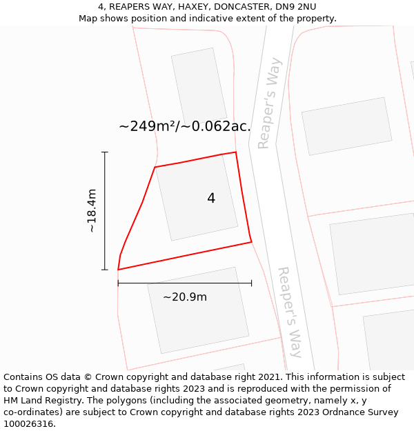 4, REAPERS WAY, HAXEY, DONCASTER, DN9 2NU: Plot and title map