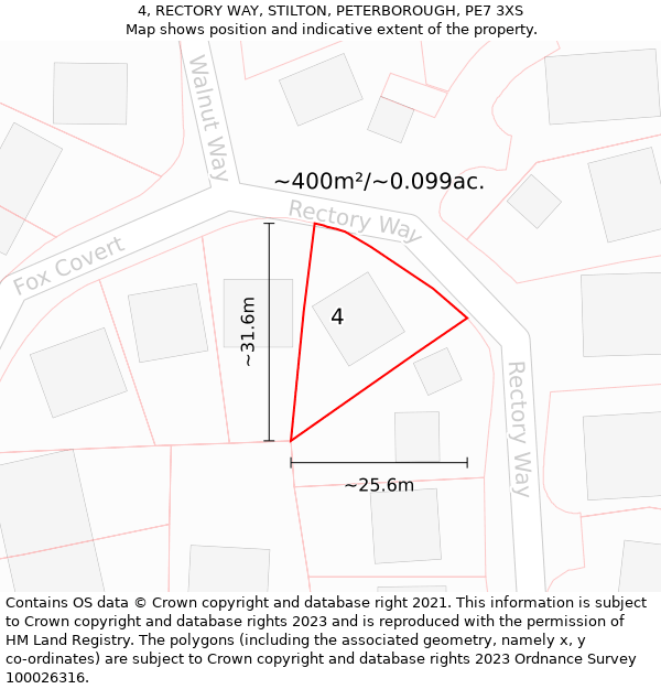 4, RECTORY WAY, STILTON, PETERBOROUGH, PE7 3XS: Plot and title map