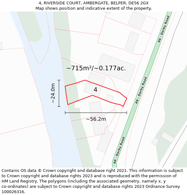 4, RIVERSIDE COURT, AMBERGATE, BELPER, DE56 2GX: Plot and title map