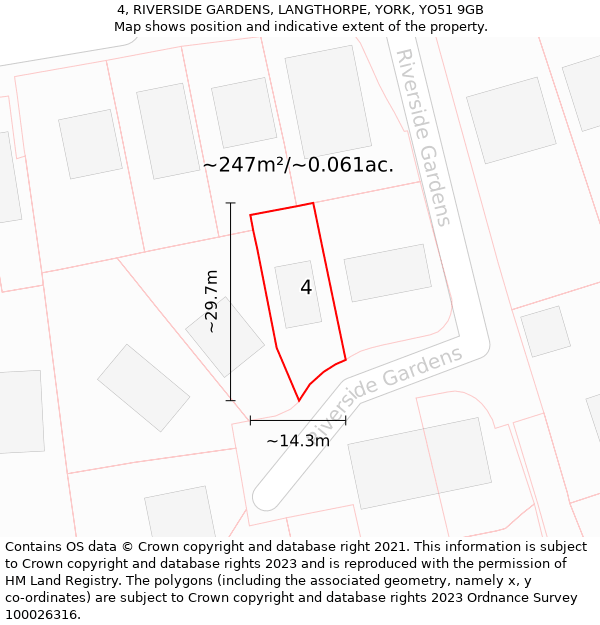 4, RIVERSIDE GARDENS, LANGTHORPE, YORK, YO51 9GB: Plot and title map