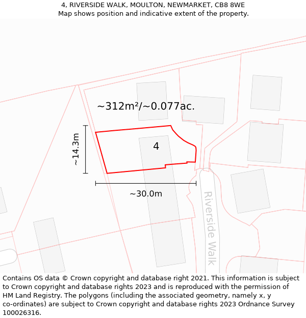 4, RIVERSIDE WALK, MOULTON, NEWMARKET, CB8 8WE: Plot and title map