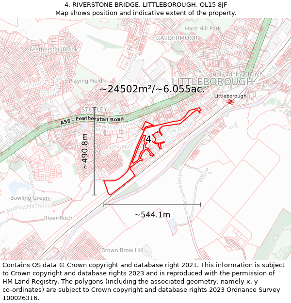 4, RIVERSTONE BRIDGE, LITTLEBOROUGH, OL15 8JF: Plot and title map