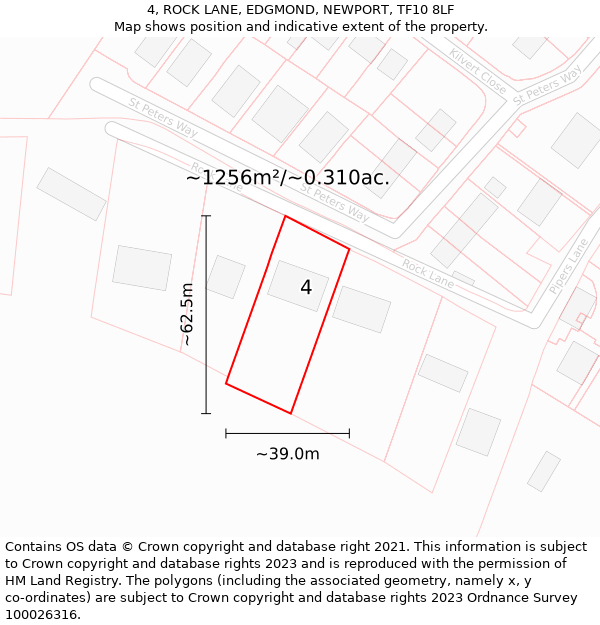 4, ROCK LANE, EDGMOND, NEWPORT, TF10 8LF: Plot and title map