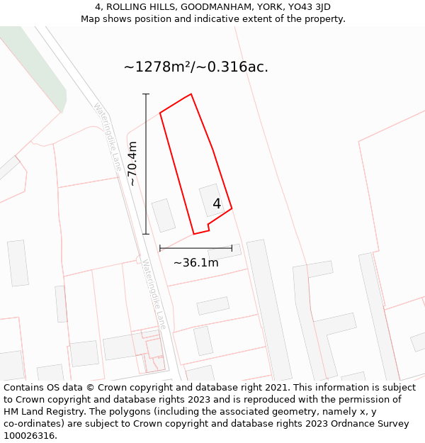 4, ROLLING HILLS, GOODMANHAM, YORK, YO43 3JD: Plot and title map