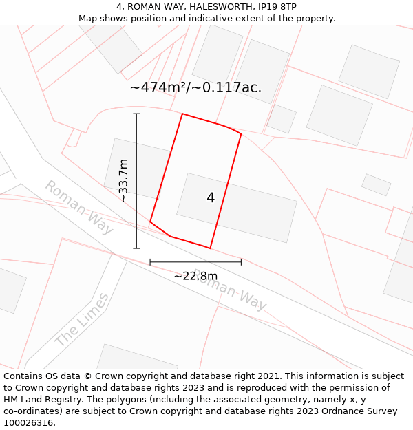 4, ROMAN WAY, HALESWORTH, IP19 8TP: Plot and title map