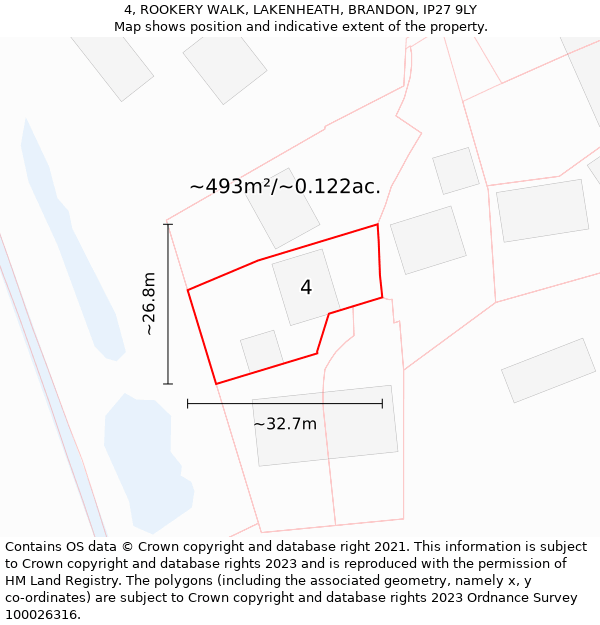 4, ROOKERY WALK, LAKENHEATH, BRANDON, IP27 9LY: Plot and title map