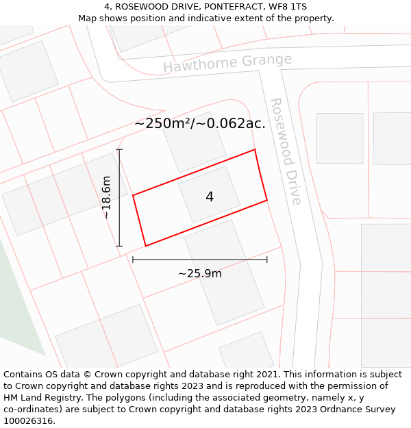 4, ROSEWOOD DRIVE, PONTEFRACT, WF8 1TS: Plot and title map