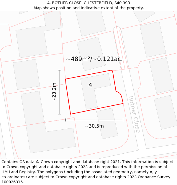 4, ROTHER CLOSE, CHESTERFIELD, S40 3SB: Plot and title map