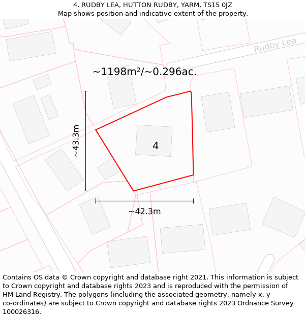 4, RUDBY LEA, HUTTON RUDBY, YARM, TS15 0JZ: Plot and title map