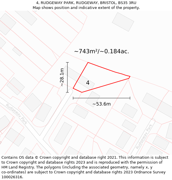 4, RUDGEWAY PARK, RUDGEWAY, BRISTOL, BS35 3RU: Plot and title map