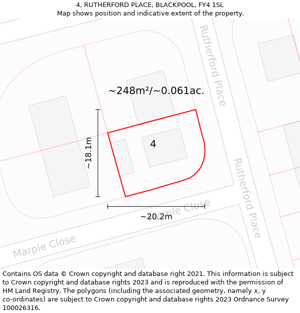 4, RUTHERFORD PLACE, BLACKPOOL, FY4 1SL: Plot and title map
