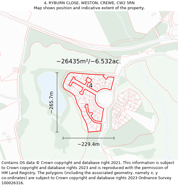 4, RYBURN CLOSE, WESTON, CREWE, CW2 5RN: Plot and title map