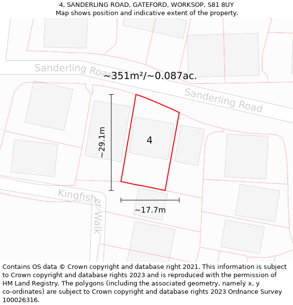 4, SANDERLING ROAD, GATEFORD, WORKSOP, S81 8UY: Plot and title map