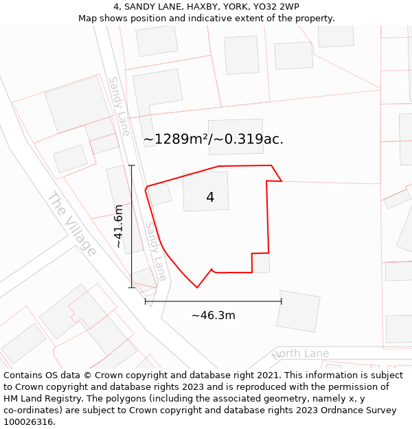 4, SANDY LANE, HAXBY, YORK, YO32 2WP: Plot and title map