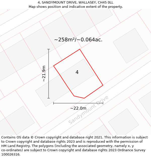 4, SANDYMOUNT DRIVE, WALLASEY, CH45 0LL: Plot and title map