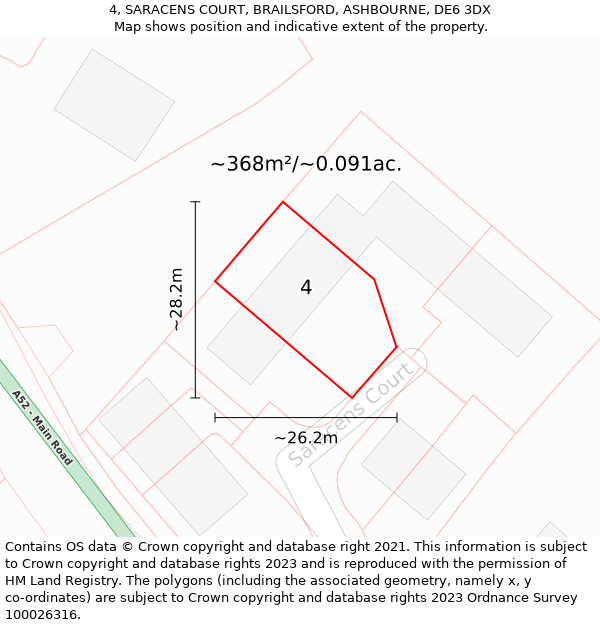 4, SARACENS COURT, BRAILSFORD, ASHBOURNE, DE6 3DX: Plot and title map