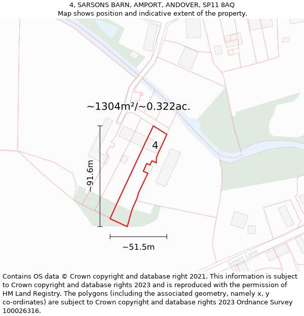 4, SARSONS BARN, AMPORT, ANDOVER, SP11 8AQ: Plot and title map