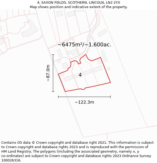 4, SAXON FIELDS, SCOTHERN, LINCOLN, LN2 2YX: Plot and title map