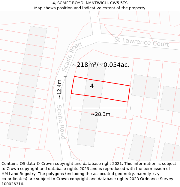 4, SCAIFE ROAD, NANTWICH, CW5 5TS: Plot and title map