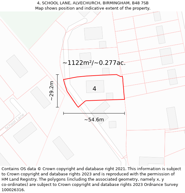 4, SCHOOL LANE, ALVECHURCH, BIRMINGHAM, B48 7SB: Plot and title map