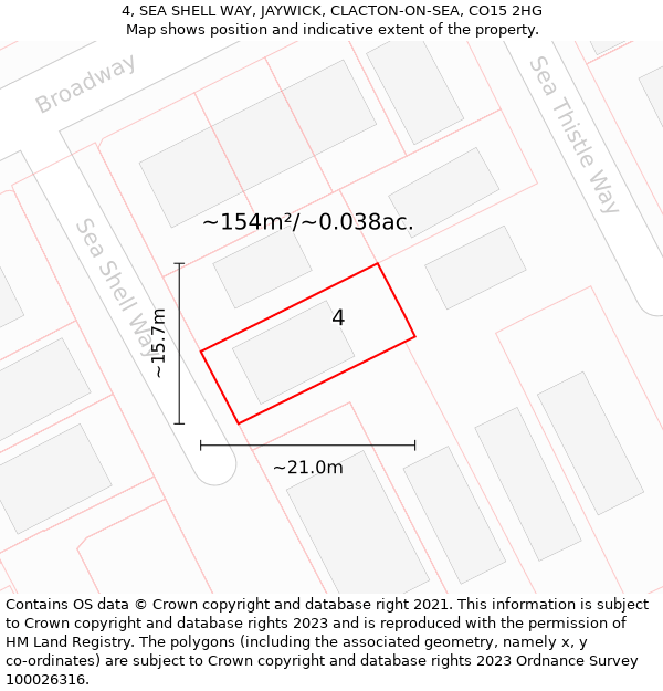 4, SEA SHELL WAY, JAYWICK, CLACTON-ON-SEA, CO15 2HG: Plot and title map