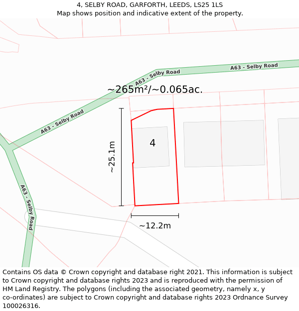 4, SELBY ROAD, GARFORTH, LEEDS, LS25 1LS: Plot and title map
