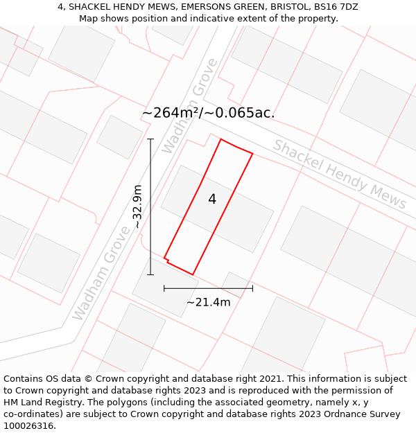 4, SHACKEL HENDY MEWS, EMERSONS GREEN, BRISTOL, BS16 7DZ: Plot and title map