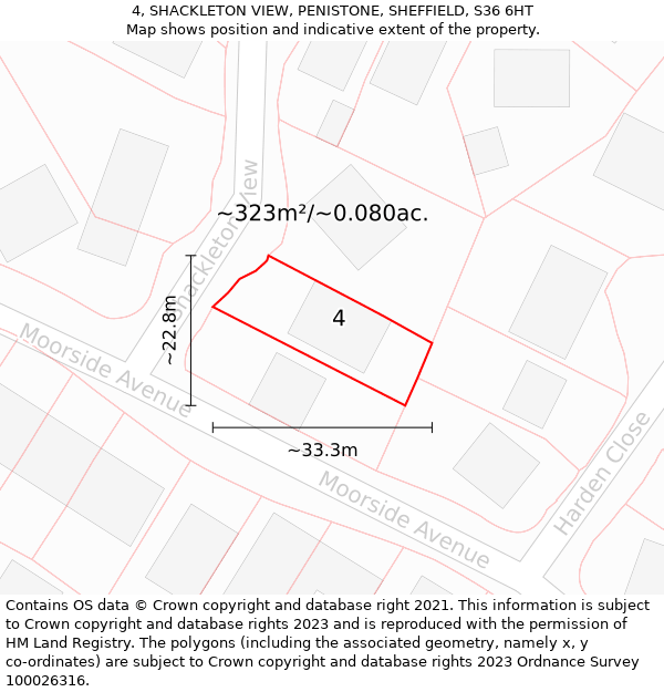 4, SHACKLETON VIEW, PENISTONE, SHEFFIELD, S36 6HT: Plot and title map