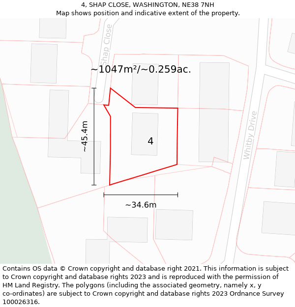 4, SHAP CLOSE, WASHINGTON, NE38 7NH: Plot and title map
