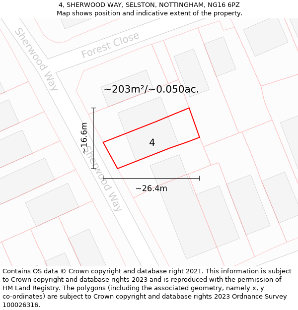 4, SHERWOOD WAY, SELSTON, NOTTINGHAM, NG16 6PZ: Plot and title map