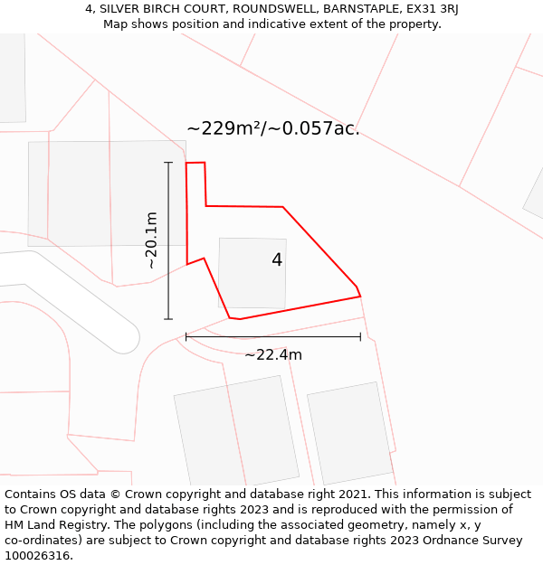 4, SILVER BIRCH COURT, ROUNDSWELL, BARNSTAPLE, EX31 3RJ: Plot and title map