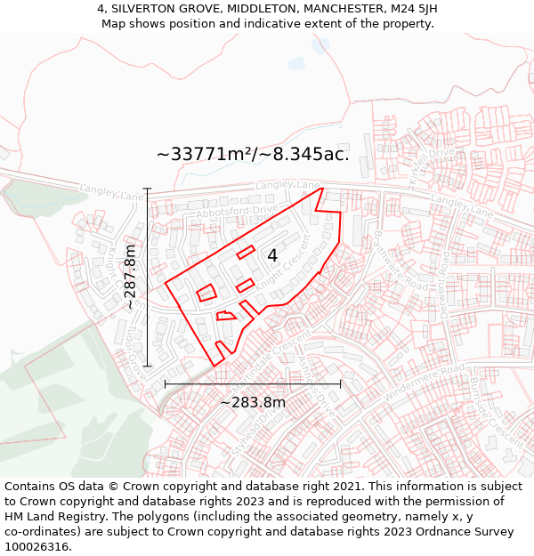 4, SILVERTON GROVE, MIDDLETON, MANCHESTER, M24 5JH: Plot and title map