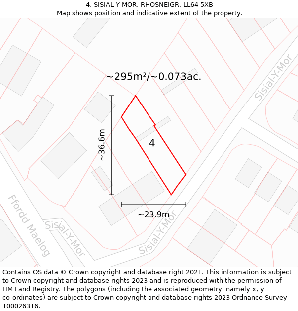 4, SISIAL Y MOR, RHOSNEIGR, LL64 5XB: Plot and title map