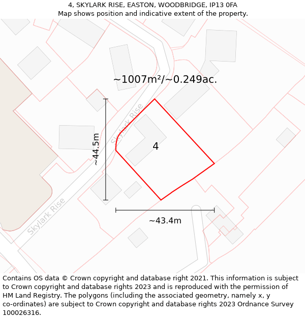 4, SKYLARK RISE, EASTON, WOODBRIDGE, IP13 0FA: Plot and title map